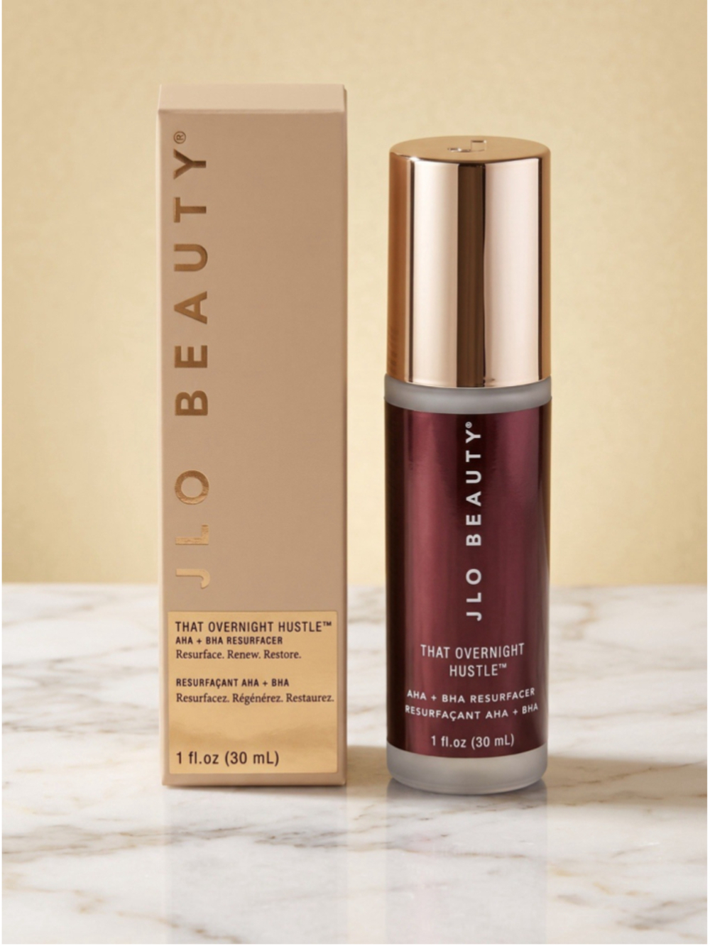 JLO Beauty THAT OVERNIGHT HUSTLE AHA + BHA Resurfacer 1 fl oz / 30 ml New in Box